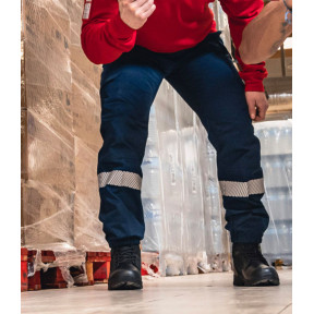Pantalon avec bande HV et bas élastiqué V2 Sécu-One - Bleu Marine - A10 Equipment