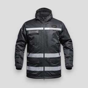 Parka hardshell avec flap Sécurité Privée et bandes HV WF 150 Sécu-One - Noir - A10 Equipment