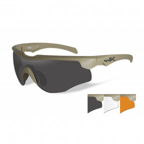 Lunettes de protection balistiques Rogue Comm tan écrans fumé/incolore/orange - Wiley X