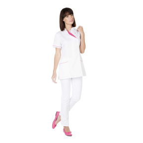 TUNIQUE FEMME JULIE MANCHES COURTES PC JULIE BLANC/FRAMBOISE - HASSON