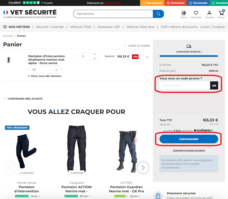 Ajout du code promo